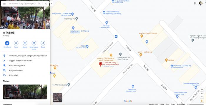 Tìm địa chỉ ngay trực tiếp trên Google Map
